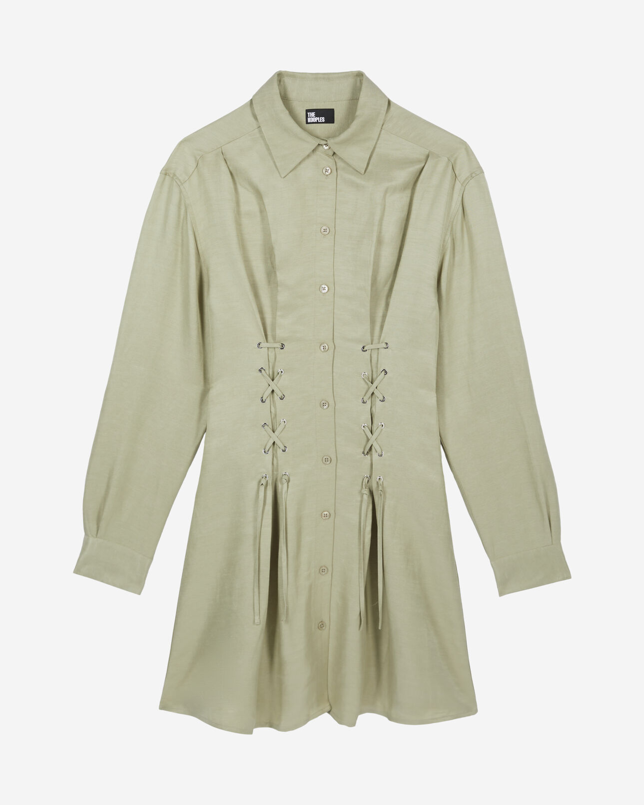 The Kooples FEMME KAKI GREY robe courte avec laçage vert clair