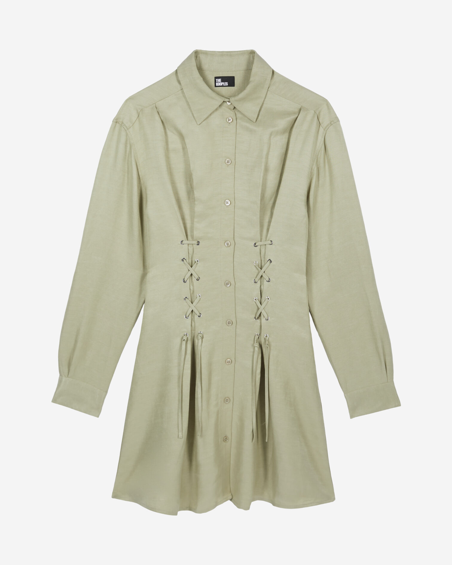 Robe courte avec laçage vert clair, KAKI GREY, hi-res image number null
