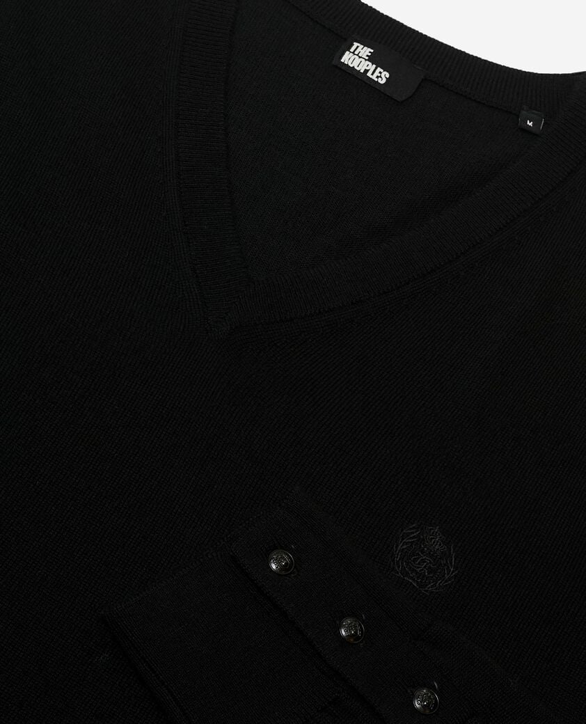 The Kooples HERREN BLACK pullover mit v-ausschnitt aus merinowolle schwarz