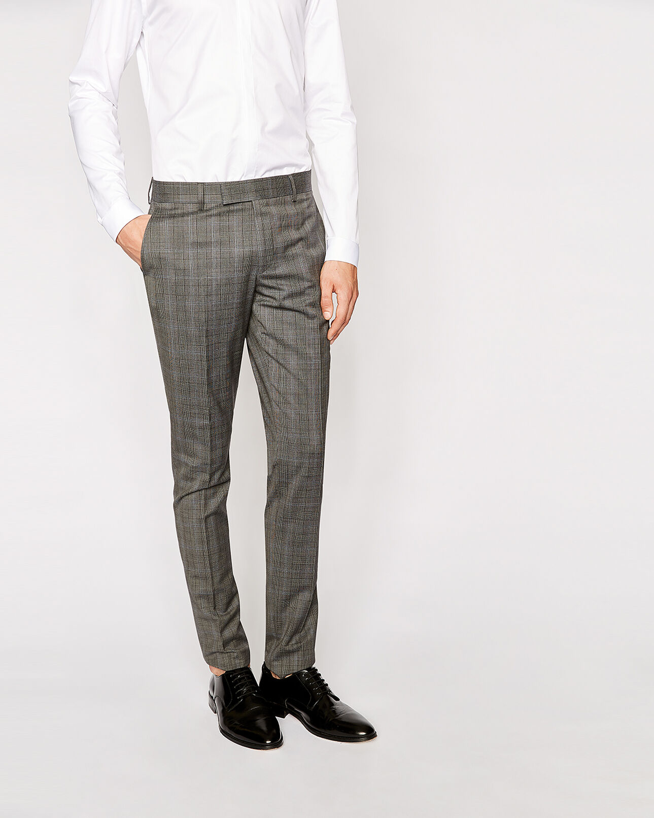 The Kooples MEN GREY BLACK men's prince of wales suit trousers