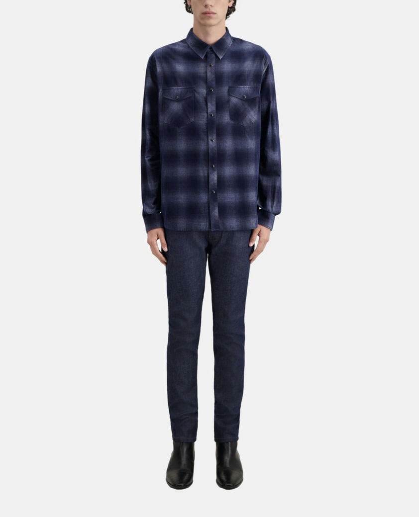 The Kooples HOMME NAVY chemise à carreaux bleus