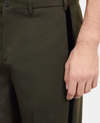 The Kooples HOMME KAKI pantalon large en laine m&eacute;lang&eacute;e kaki