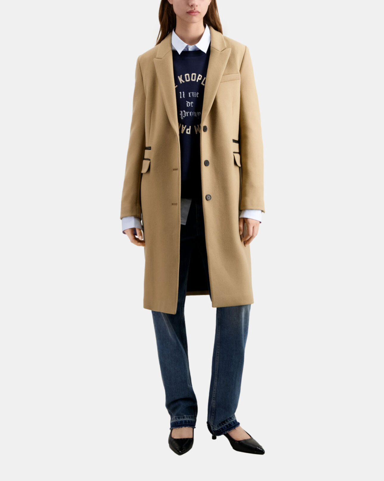 The Kooples FEMME CAMEL manteau long camel en mélange de laine