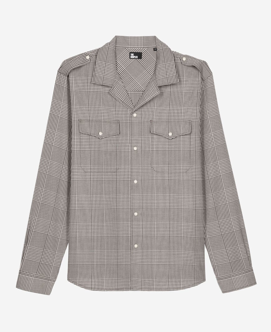 The Kooples MEN BLACK WHITE black and white prince of wales shirt