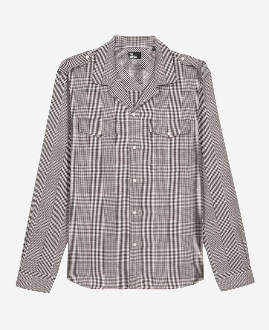 The Kooples MEN BLACK WHITE black and white prince of wales shirt
