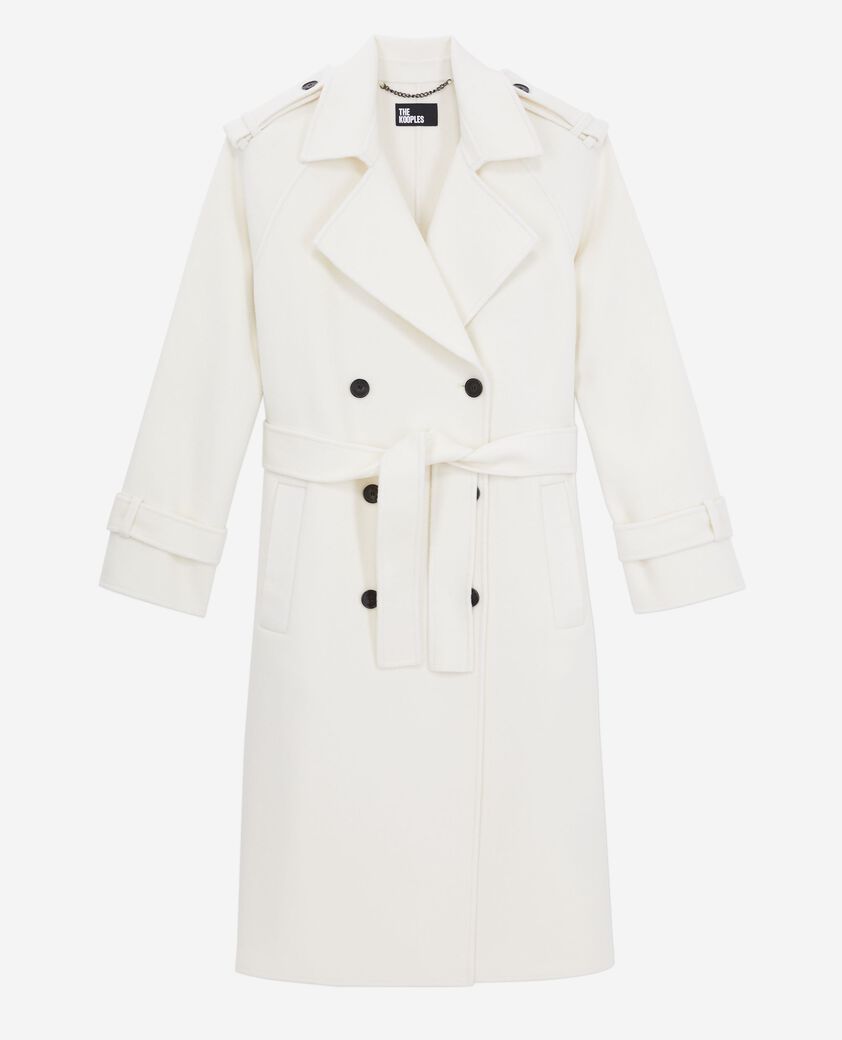 The Kooples WOMEN ECRU long ecru wool coat