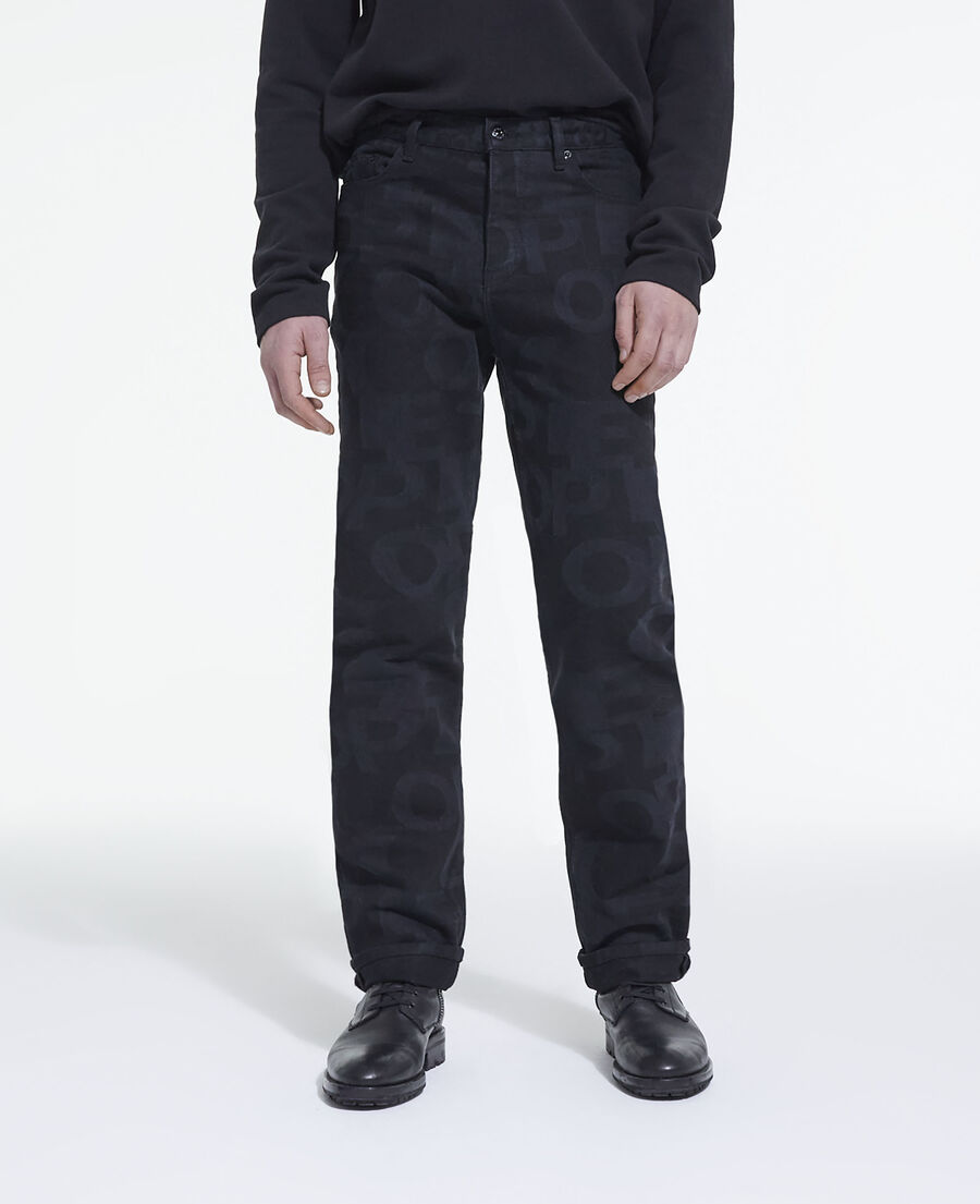 The Kooples H BLACK WASHED straight-cut jeans with the kooples logo