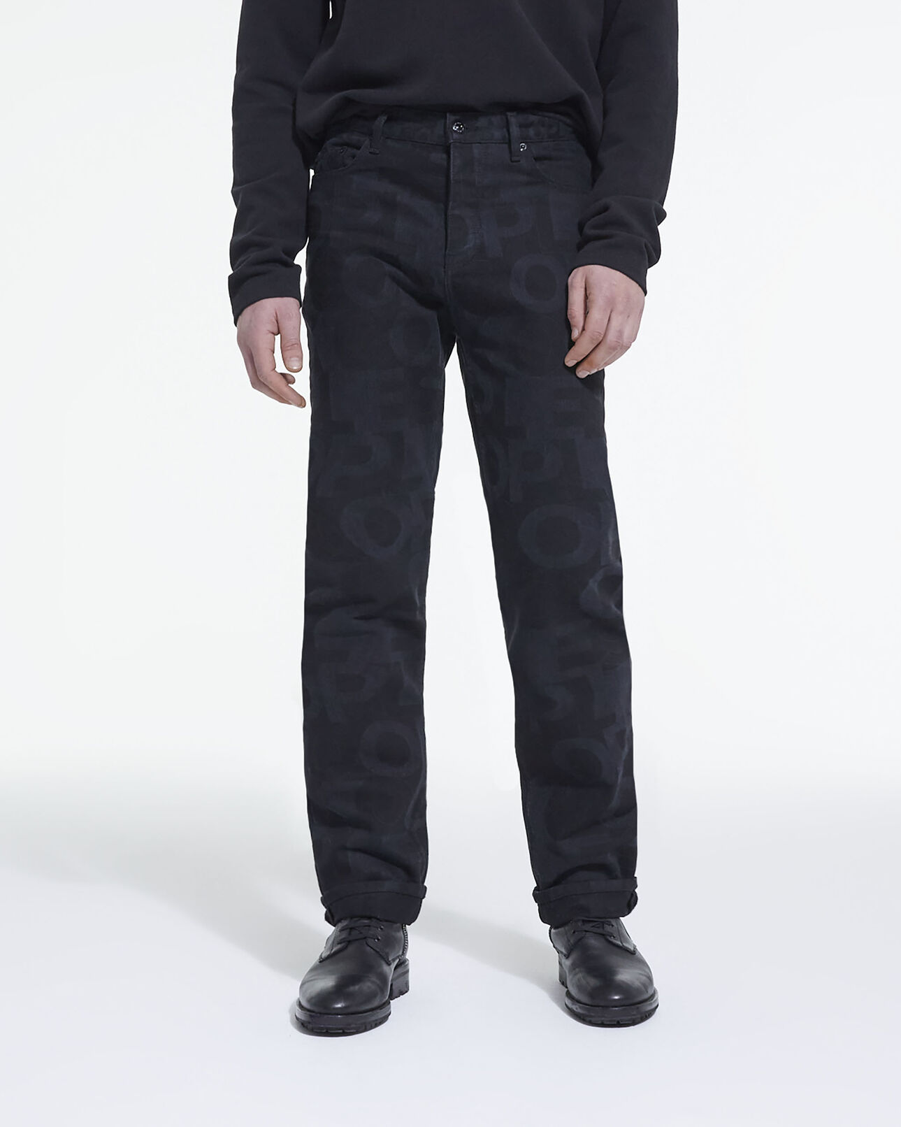 The Kooples HOMBRE BLACK WASHED vaqueros rectos logotipo the kooples