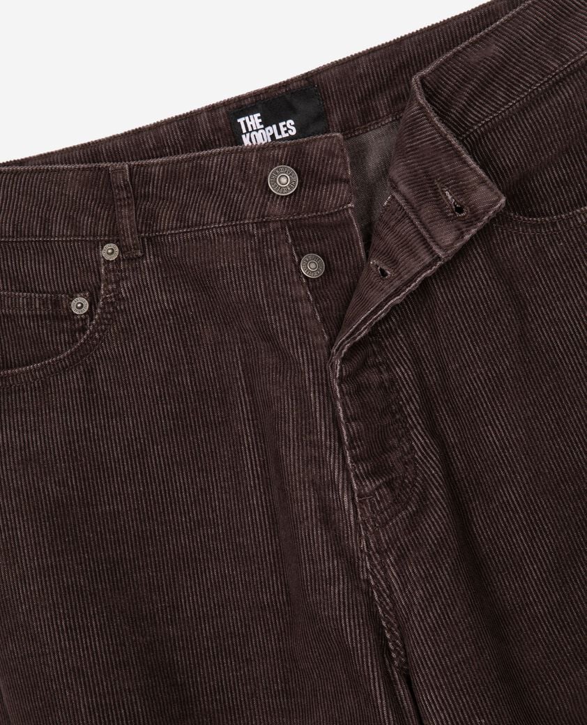 The Kooples HOMME TABACCO jean baggy en velours c&ocirc;tel&eacute; marron