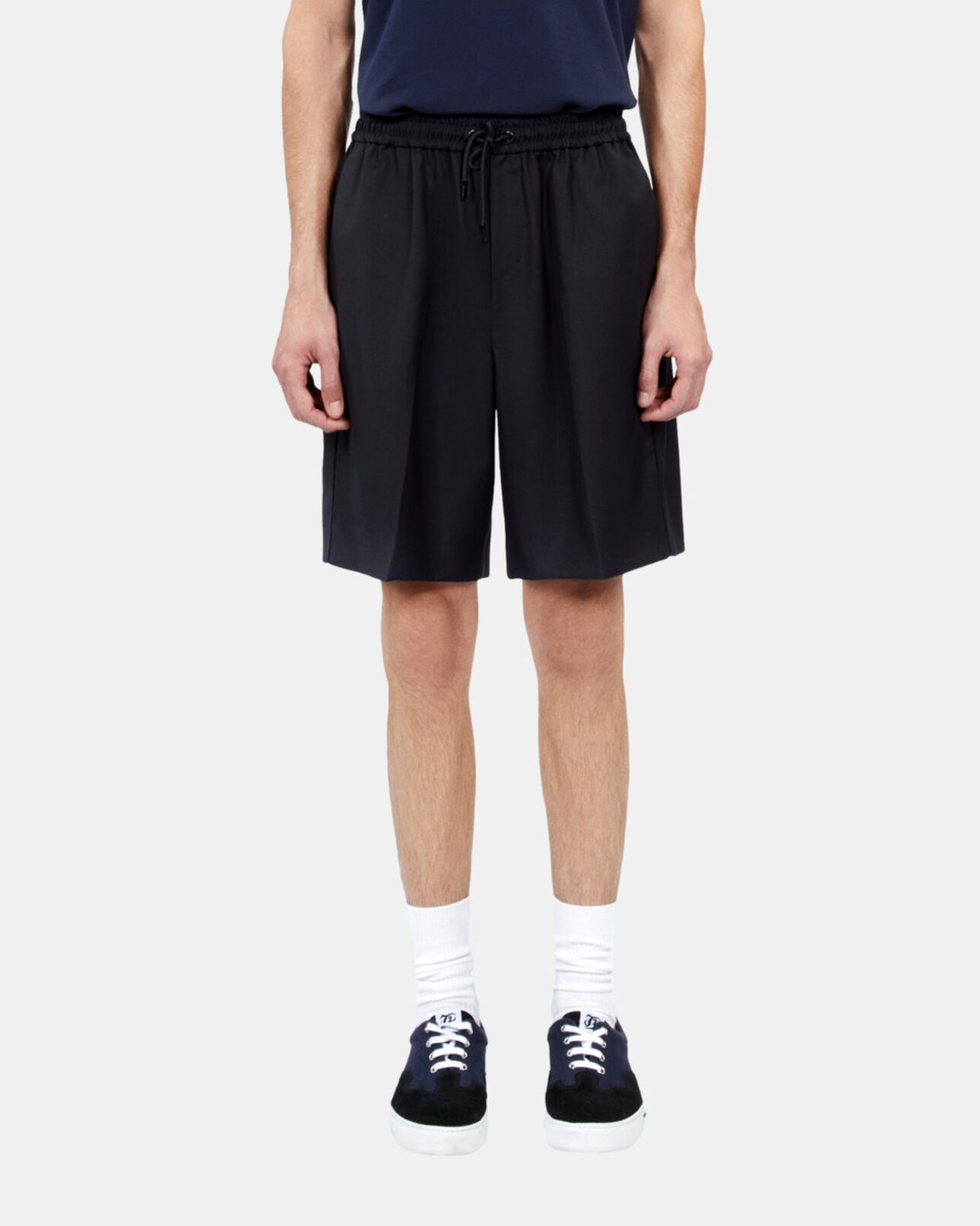The Kooples HOMME DARK NAVY bermuda en laine bleu marine
