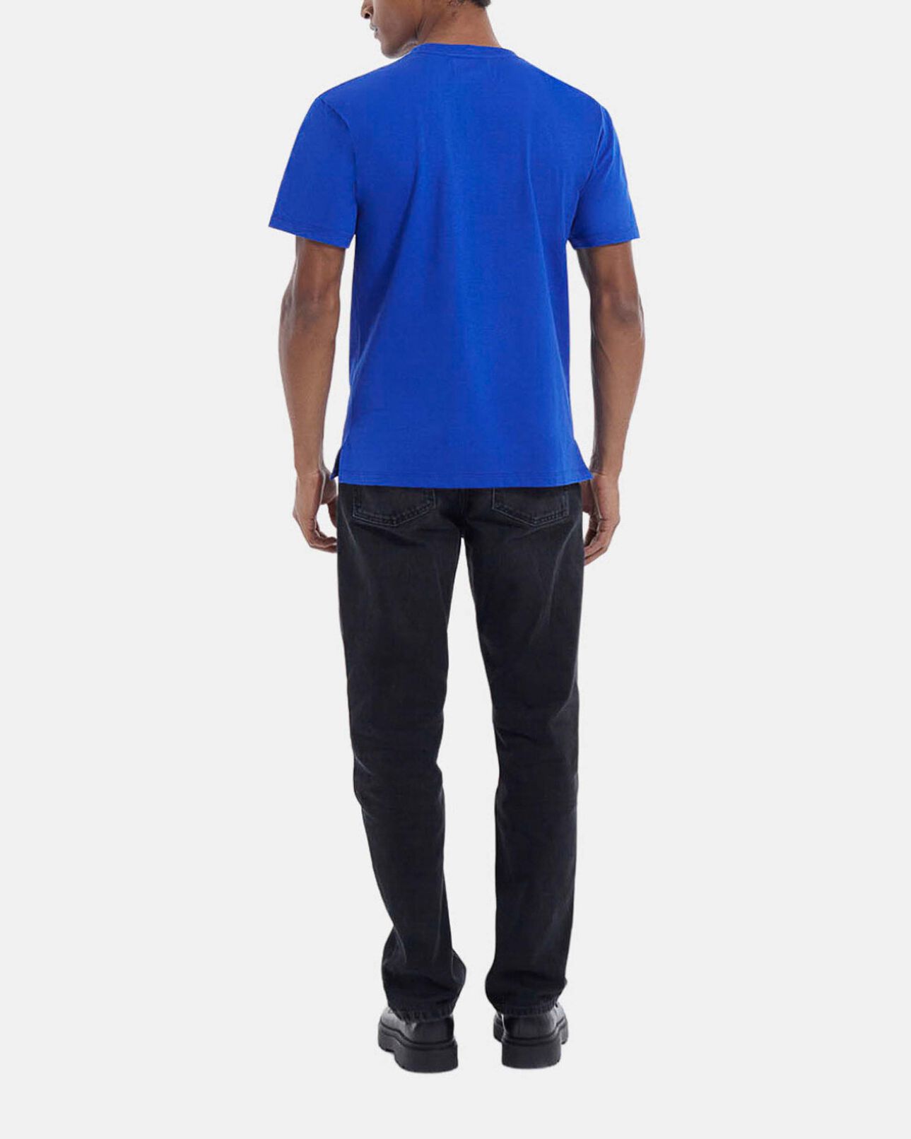 The Kooples MEN BLUE blue cotton t-shirt with contrasting triple logo