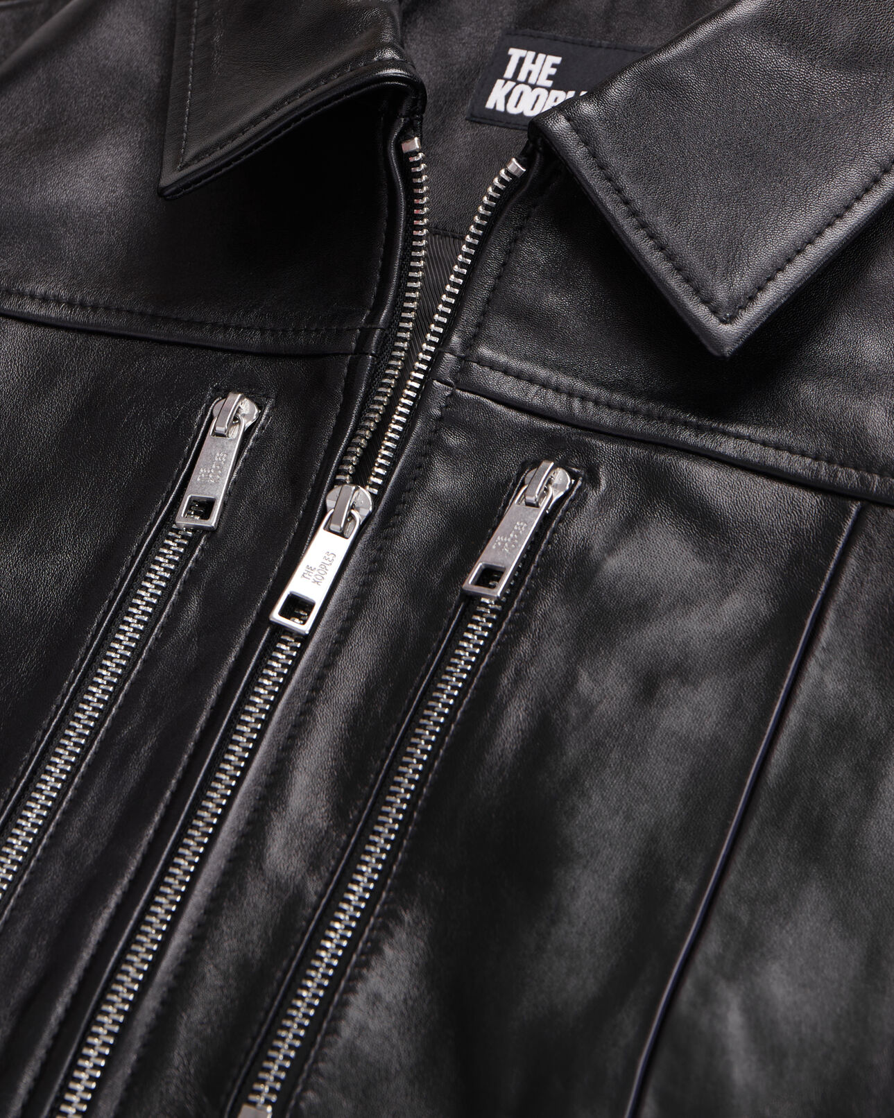 The Kooples WOMEN BLACK black leather biker jacket with zipper