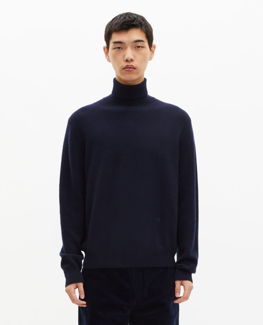 The Kooples HERREN NAVY marinefarbener rollkragenpullover aus kaschmir