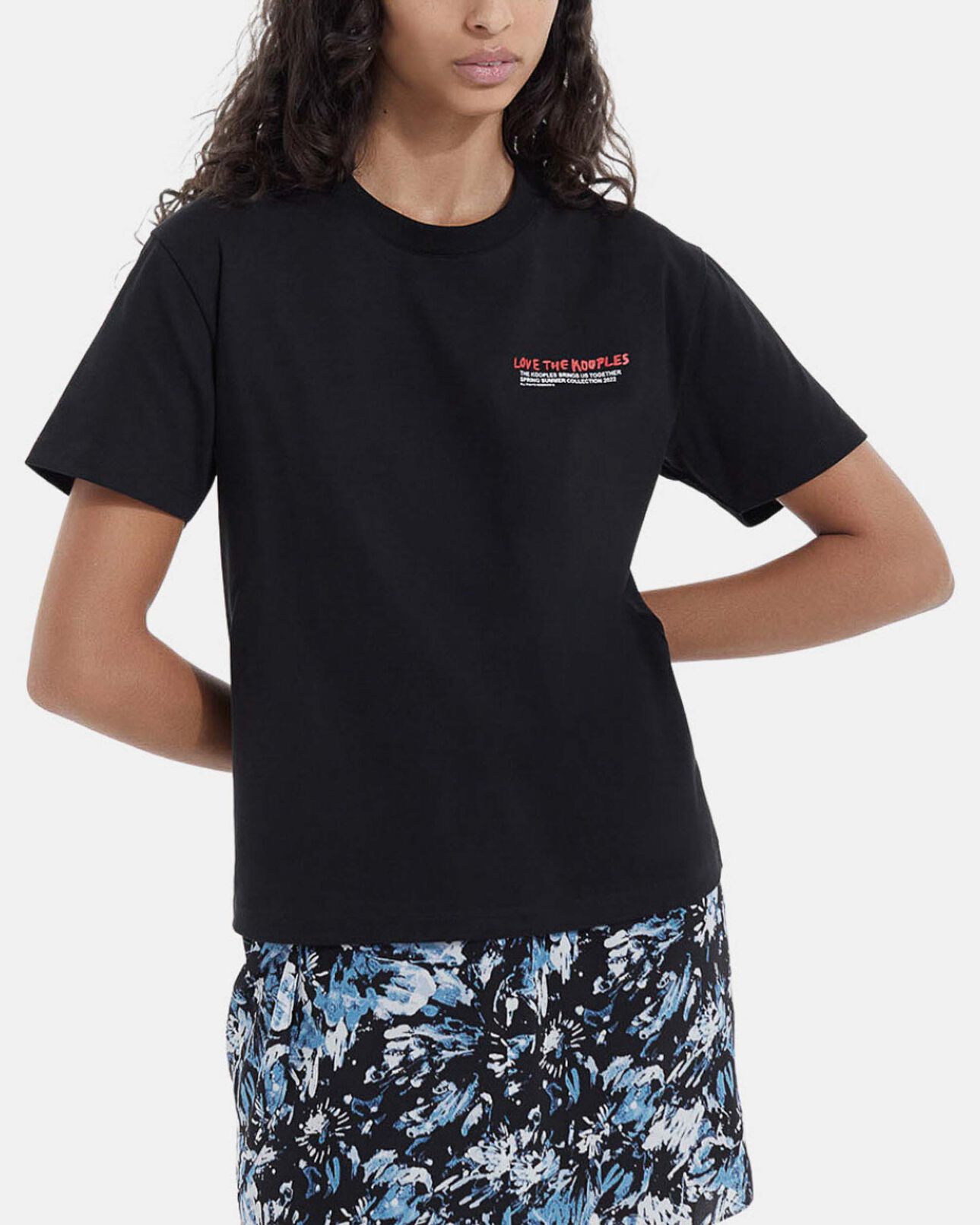 The Kooples DAMEN BLACK t-shirt baumwolle schwarz love the kooples