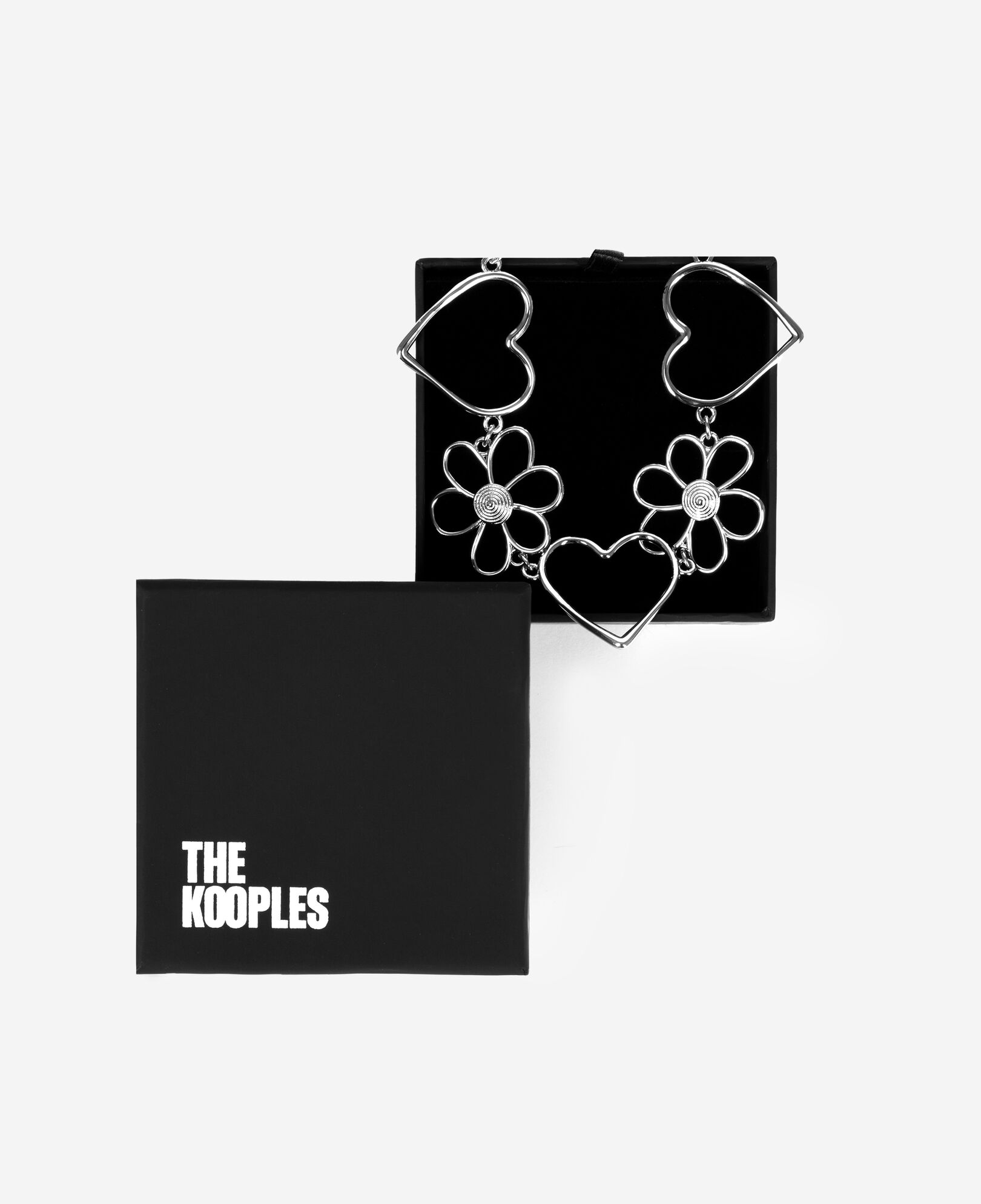 The Kooples DAMEN SILVER silberne halskette mit herzen und blumen