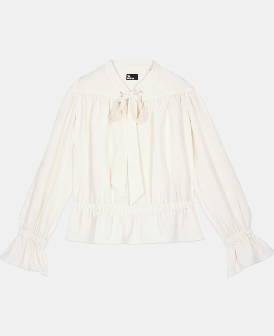 The Kooples DAMEN ECRU ecrufarbenes top mit gerafften details