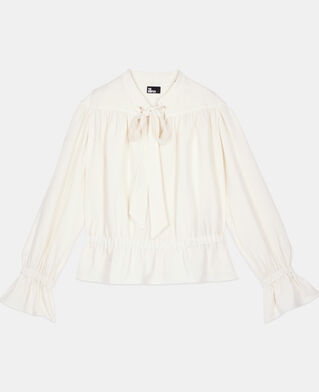 The Kooples DAMEN ECRU ecrufarbenes top mit gerafften details
