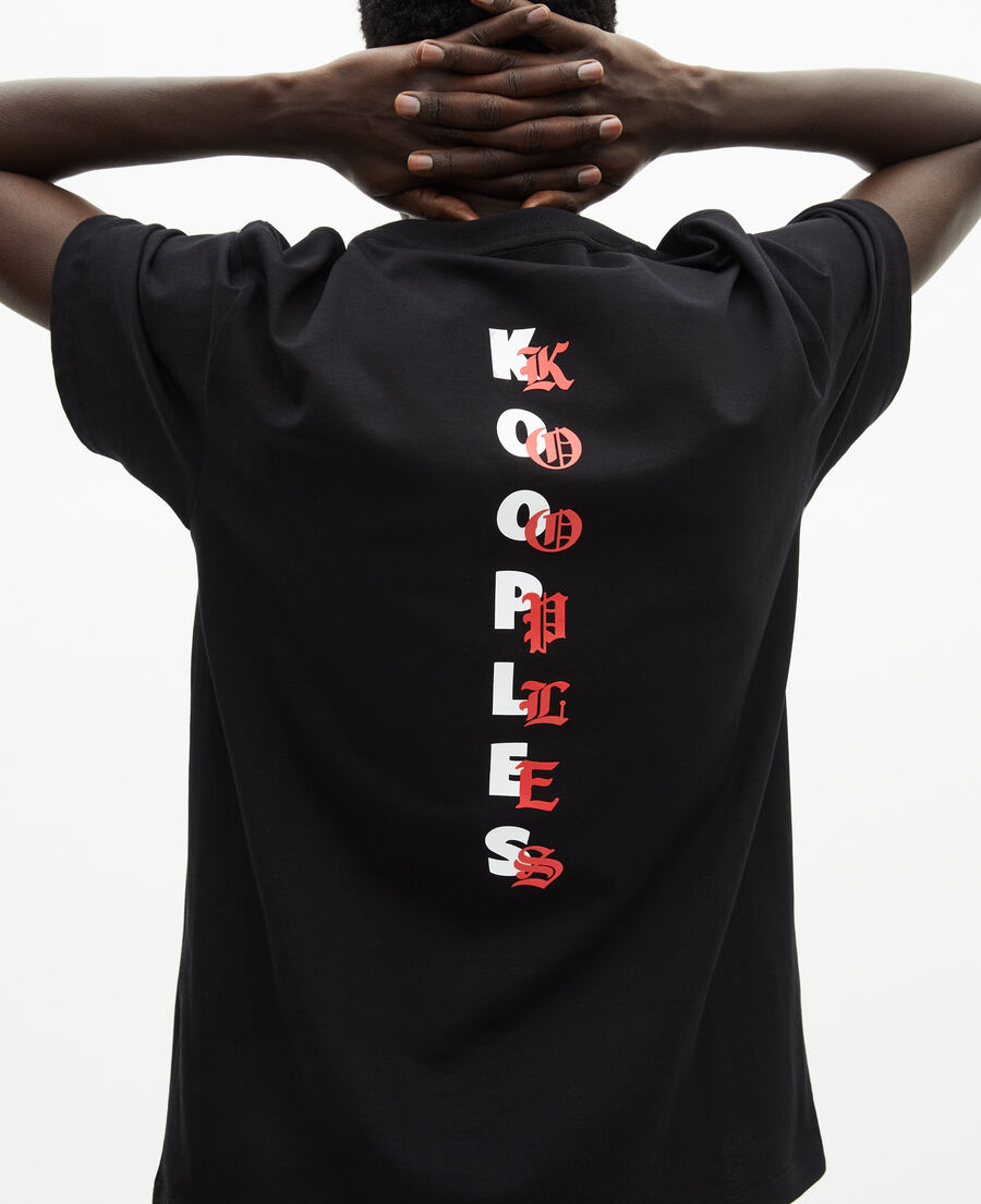 The Kooples HERREN BLACK schwarzes t-shirt mit siebdruck 