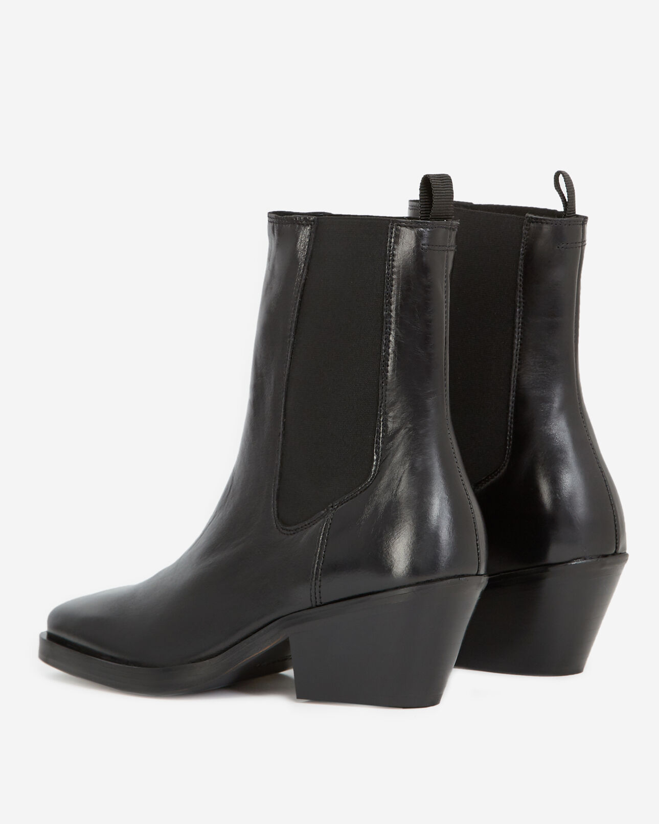 The Kooples F BLACK black leather ankle boots with flat sole