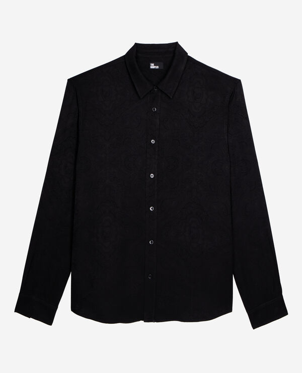 The Kooples MEN BLACK black jacquard shirt with skulls