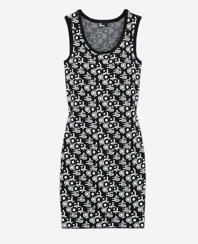 The Kooples WOMEN BLACK WHITE short dress with the kooples logo