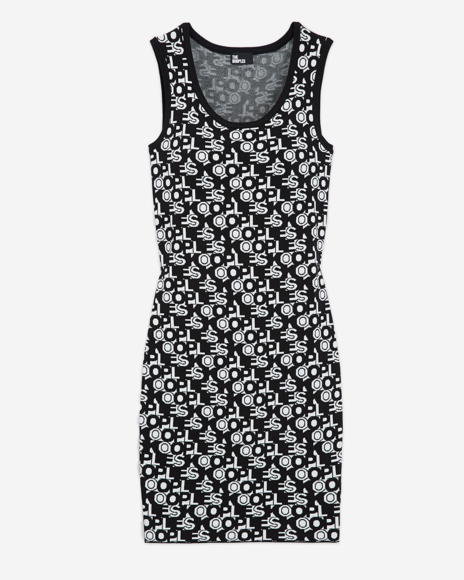 Short dress with The Kooples logo, BLACK WHITE, hi-res image number null