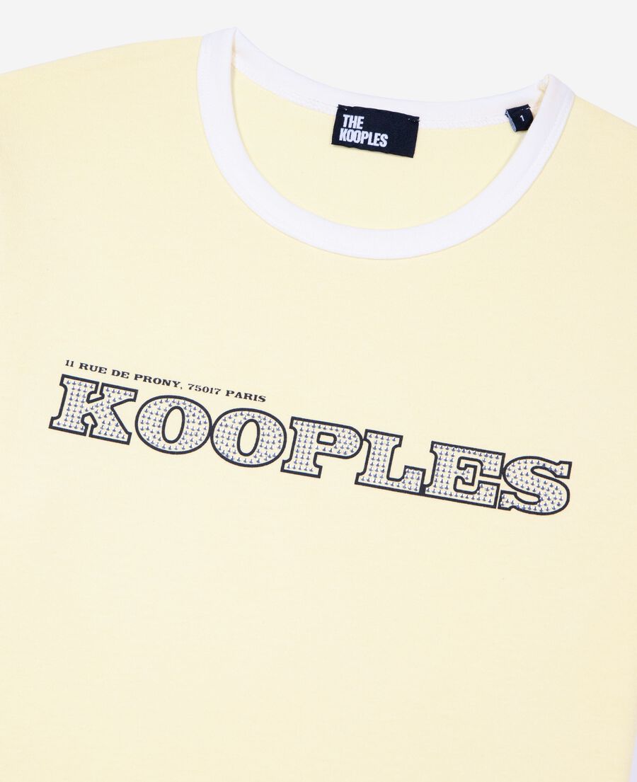 The Kooples F LIGHT YELLOW t-shirt with yellow rhinestone logo