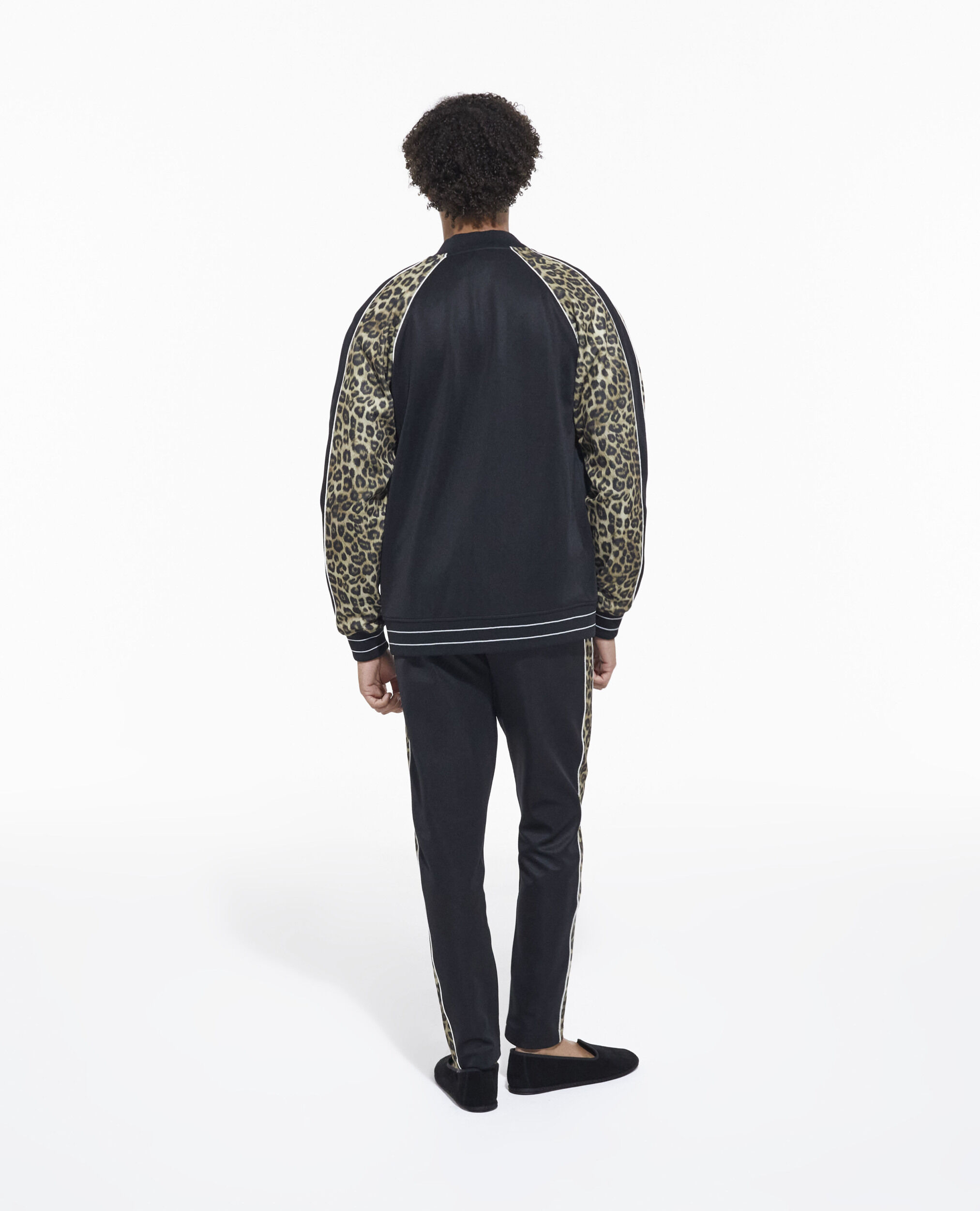 Leopard print zipped sweatshirt, BLACK / LEOPARD, hi-res image number null
