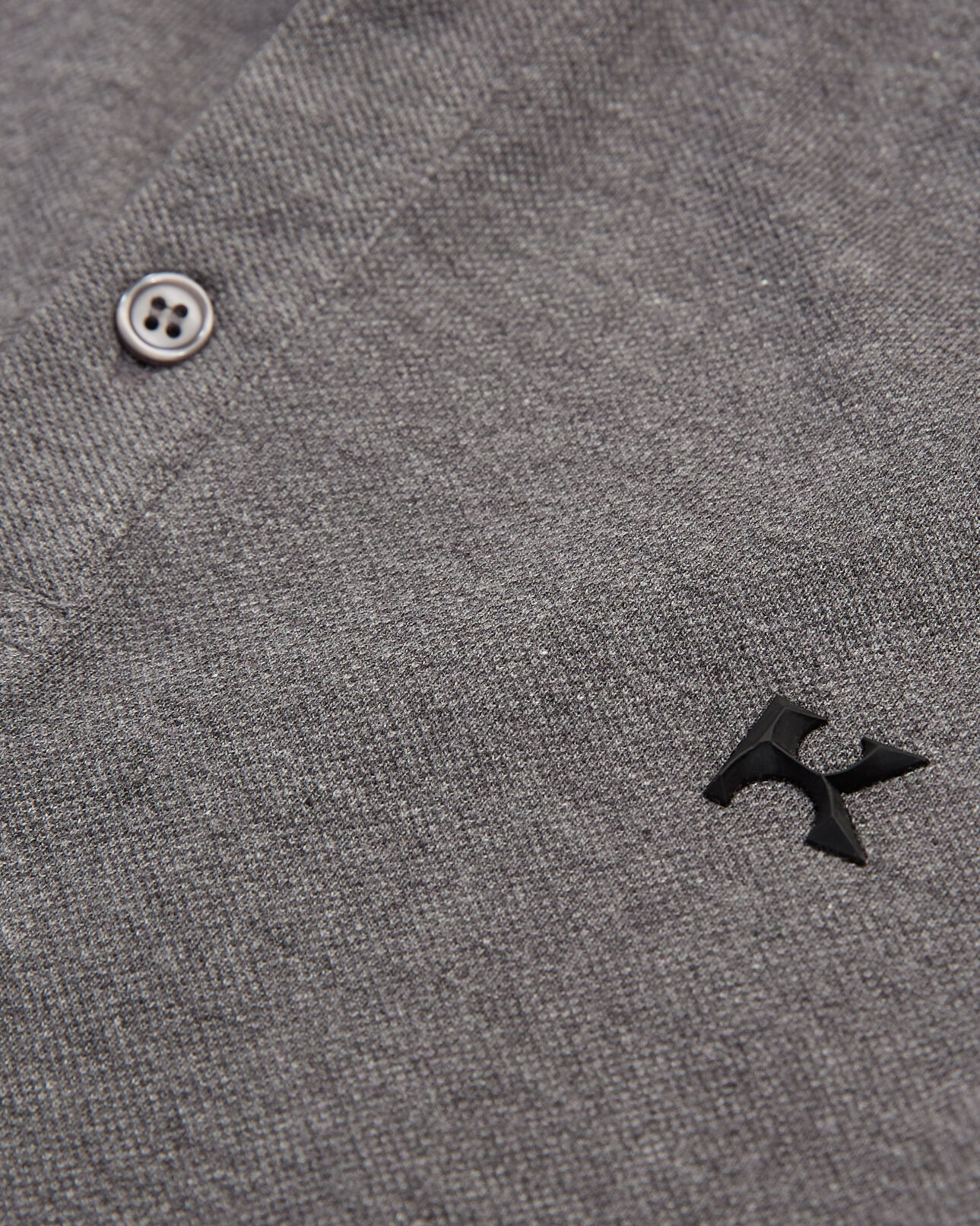 The Kooples MEN GREY MELANGE gray polo officer collar rubber monogram