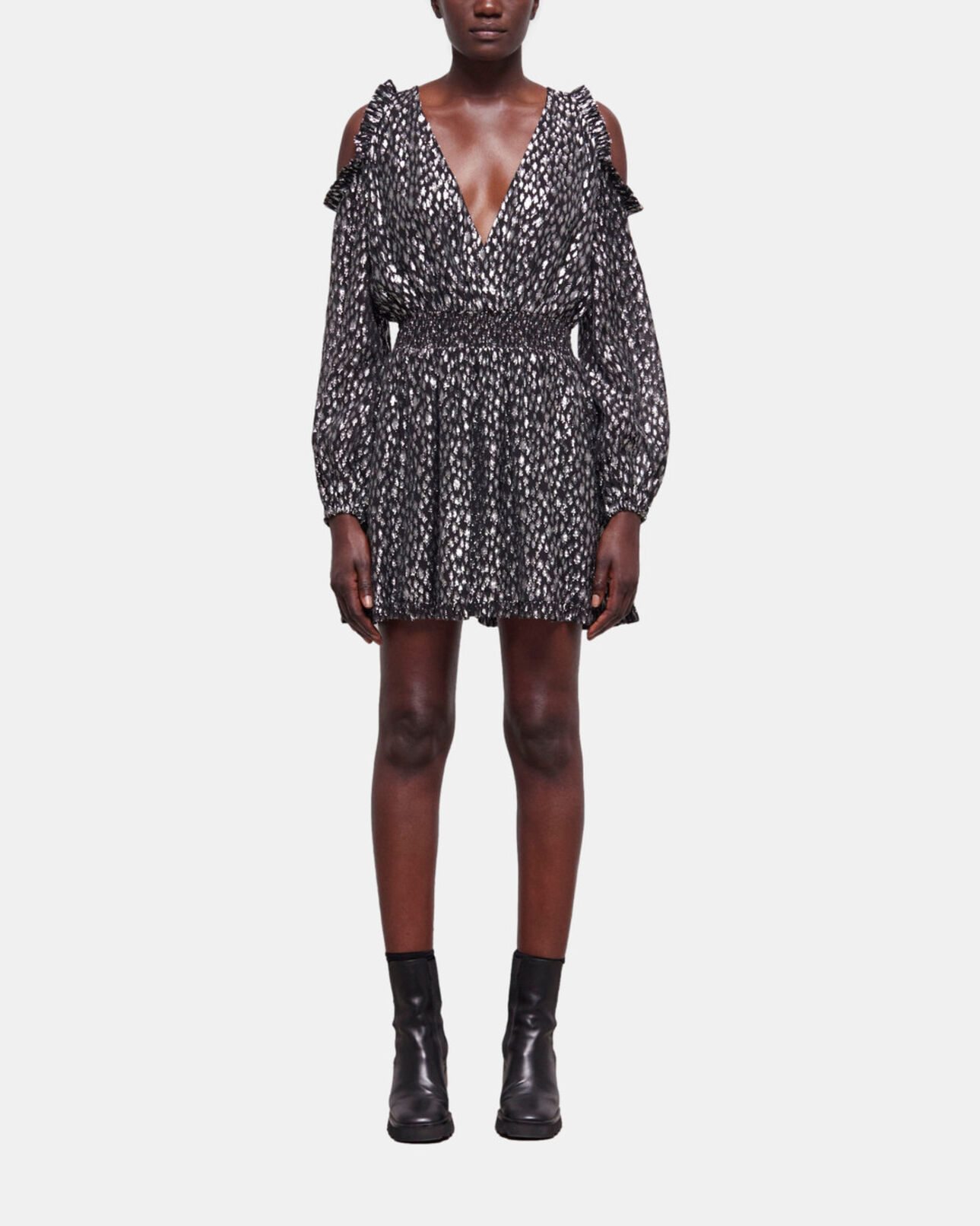 The Kooples WOMEN ANTIC SILVER leopard-print short dress