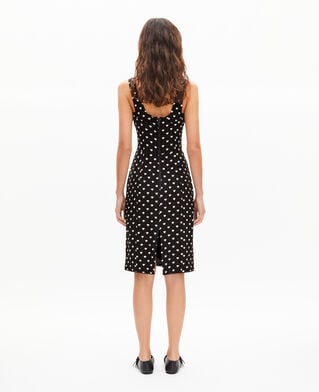 The Kooples F BLACK WHITE black corset-effect short dress with heart print