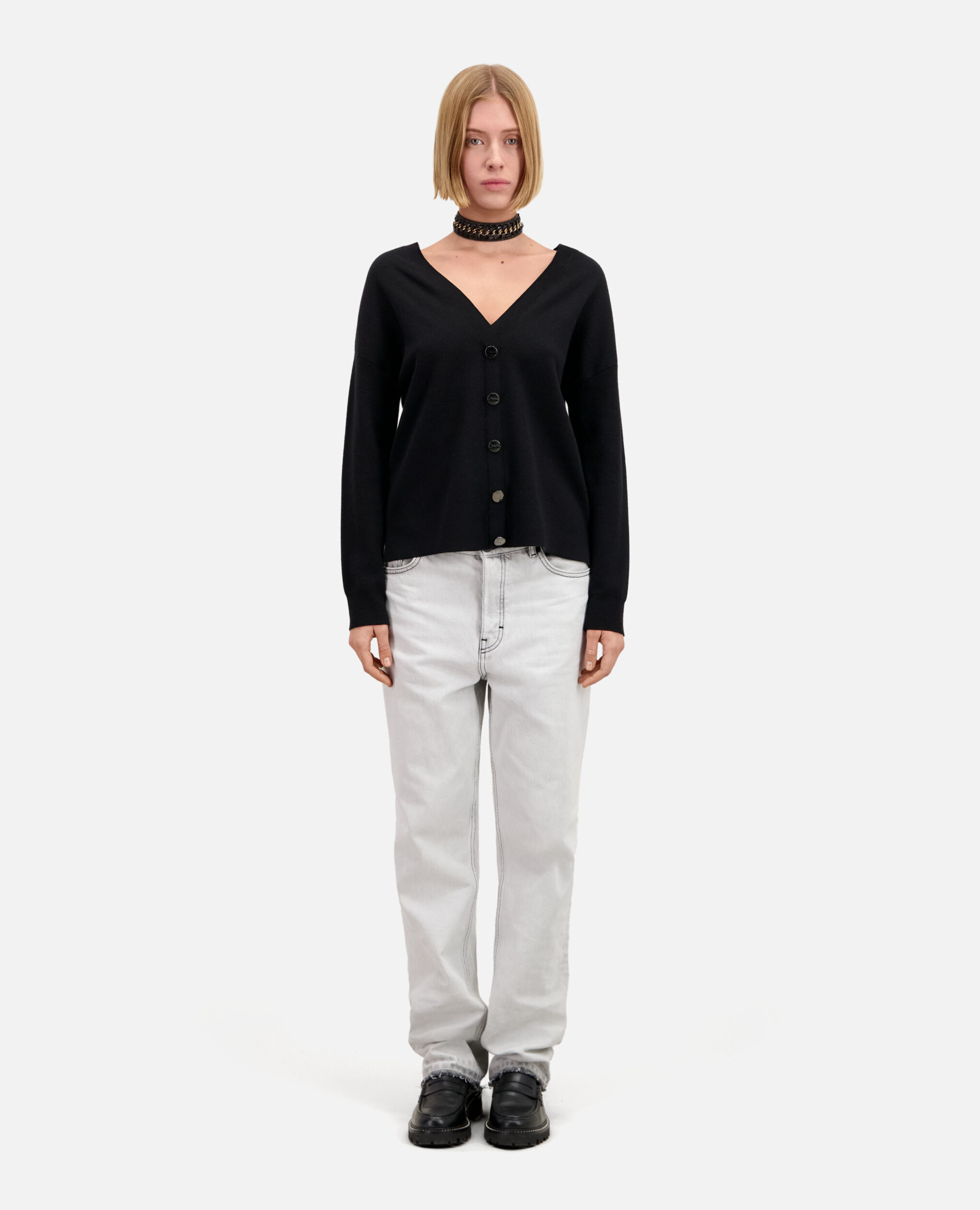 Pullover mit Knopfleiste am Rücken, BLACK, hi-res image number null