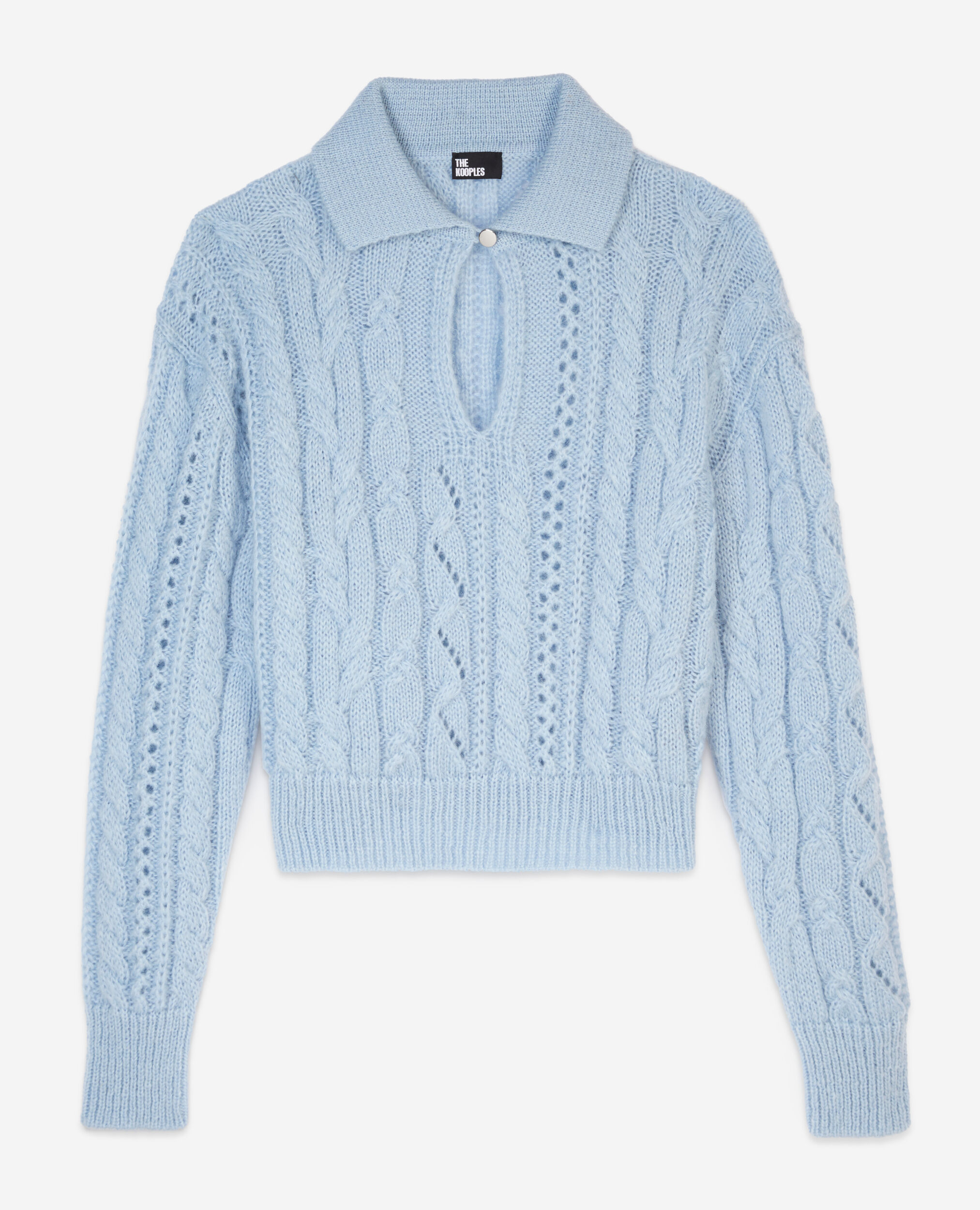 Himmelblauer Pullover aus einer Wollmischung, BLUE, hi-res image number null