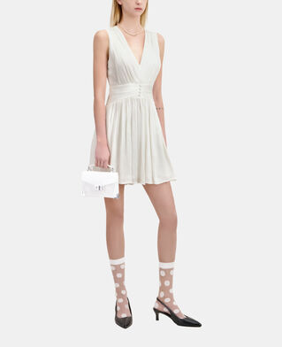 The Kooples FEMME WHITE robe courte tissu crinkle blanche