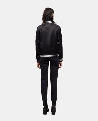 The Kooples WOMEN BLACK black satin zipped sweatshirt
