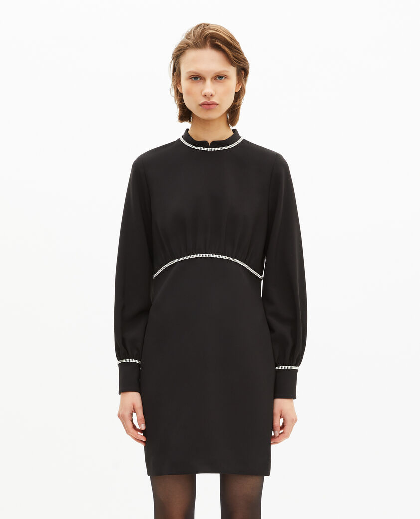 The Kooples WOMEN BLACK short dress with black rhinestone details