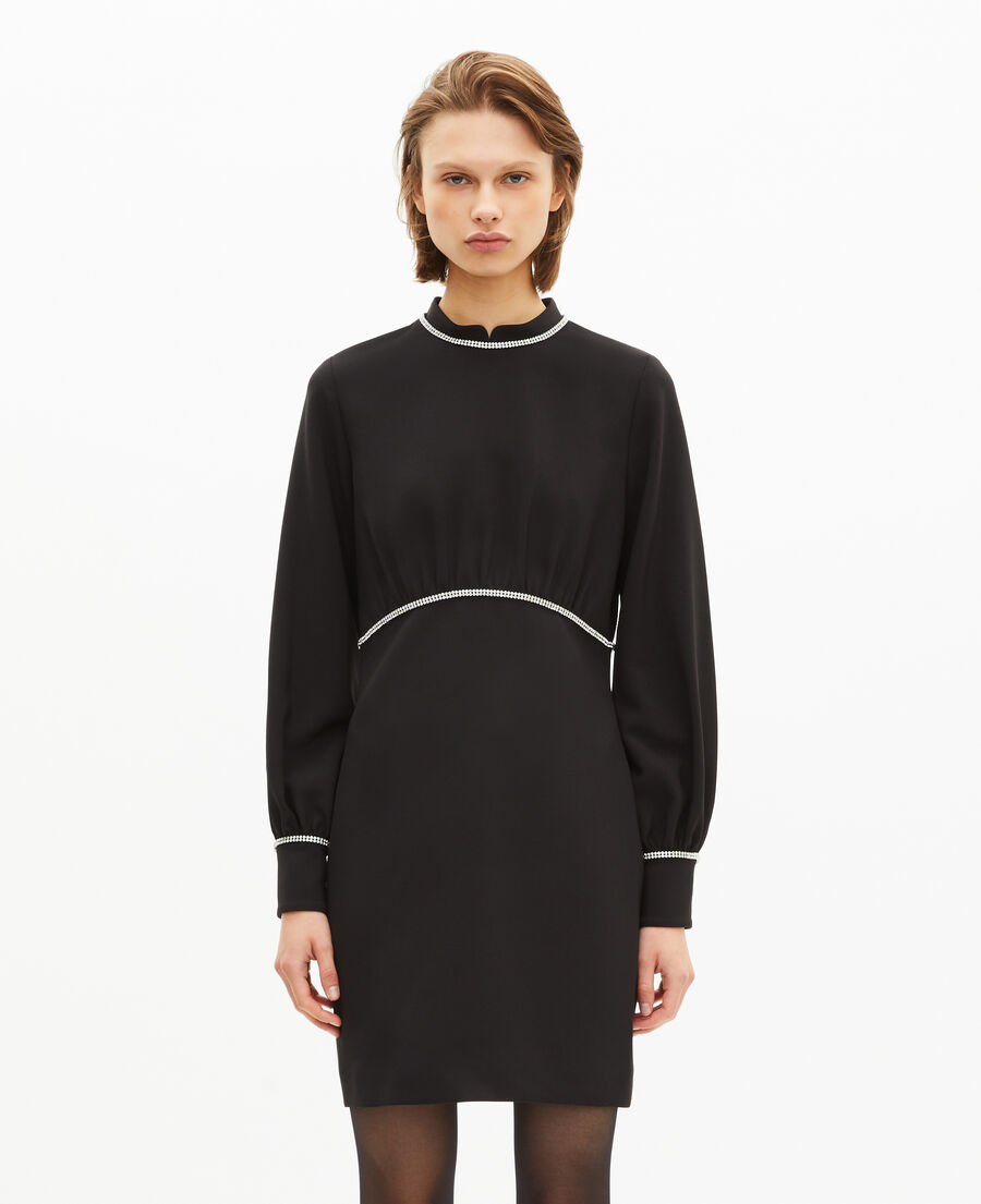 The Kooples WOMEN BLACK short dress with black rhinestone details