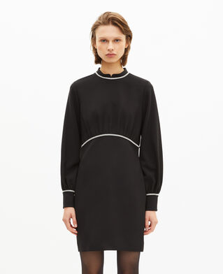 The Kooples WOMEN BLACK short dress with black rhinestone details