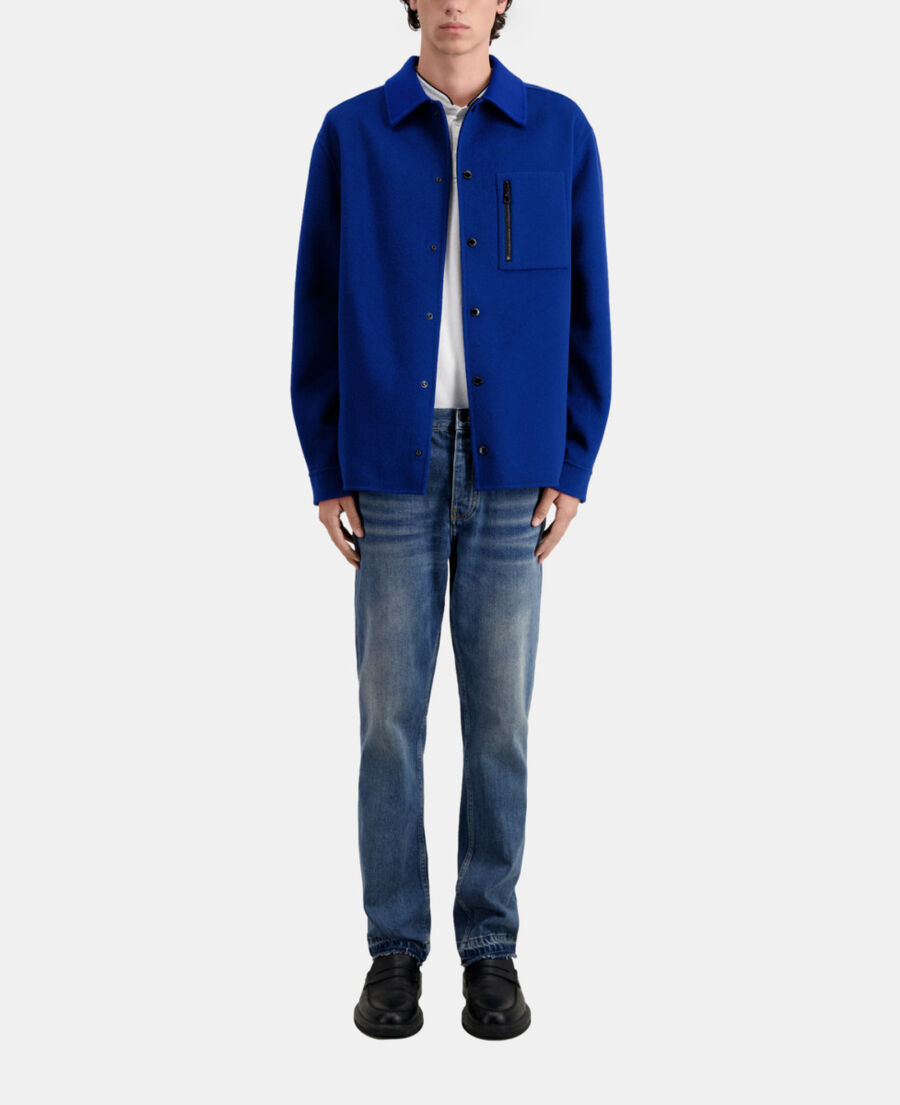 The Kooples H ROYAL BLUE - DARK NAVY blue wool-blend overshirt jacket