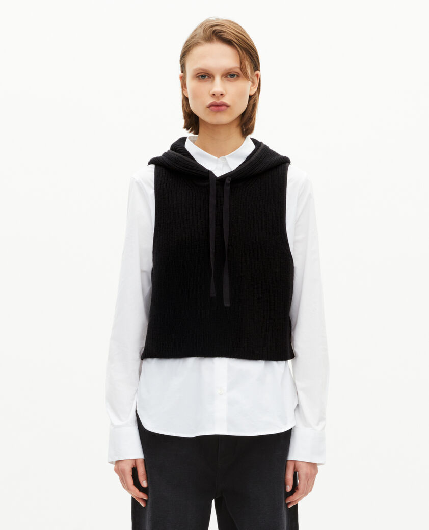 The Kooples WOMEN BLACK sleeveless sweater in black wool and cotton