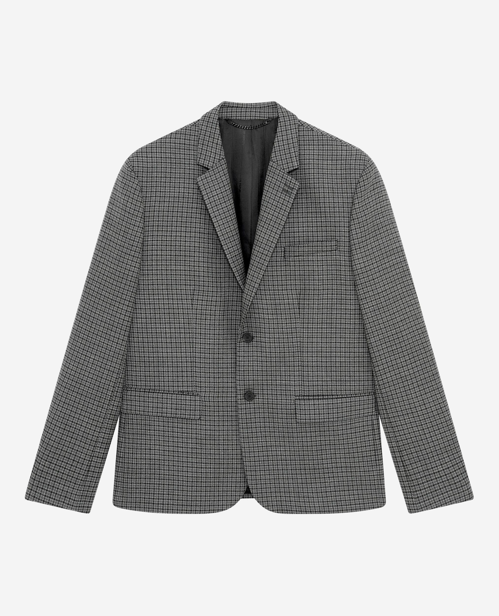 Veste de costume en pied de poule noir et gris, GREY, hi-res image number null