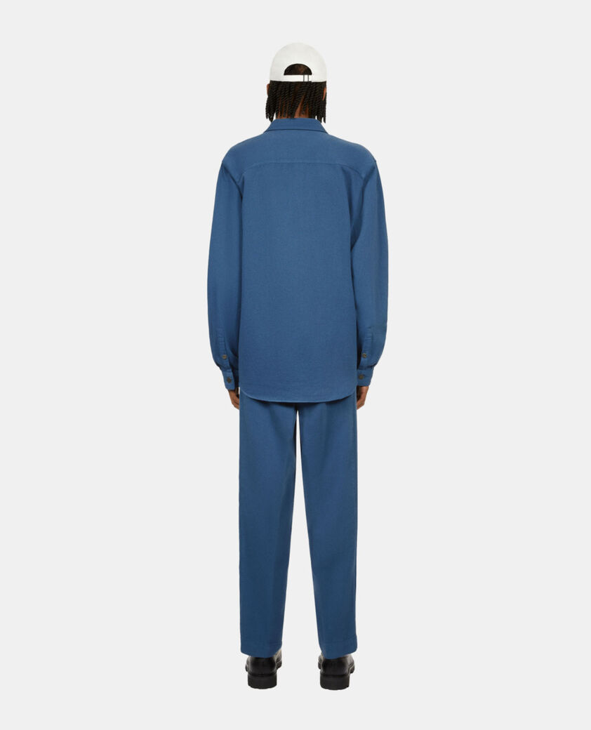 The Kooples HERREN MIDDLE NAVY blaues hemd aus leinen und baumwolle