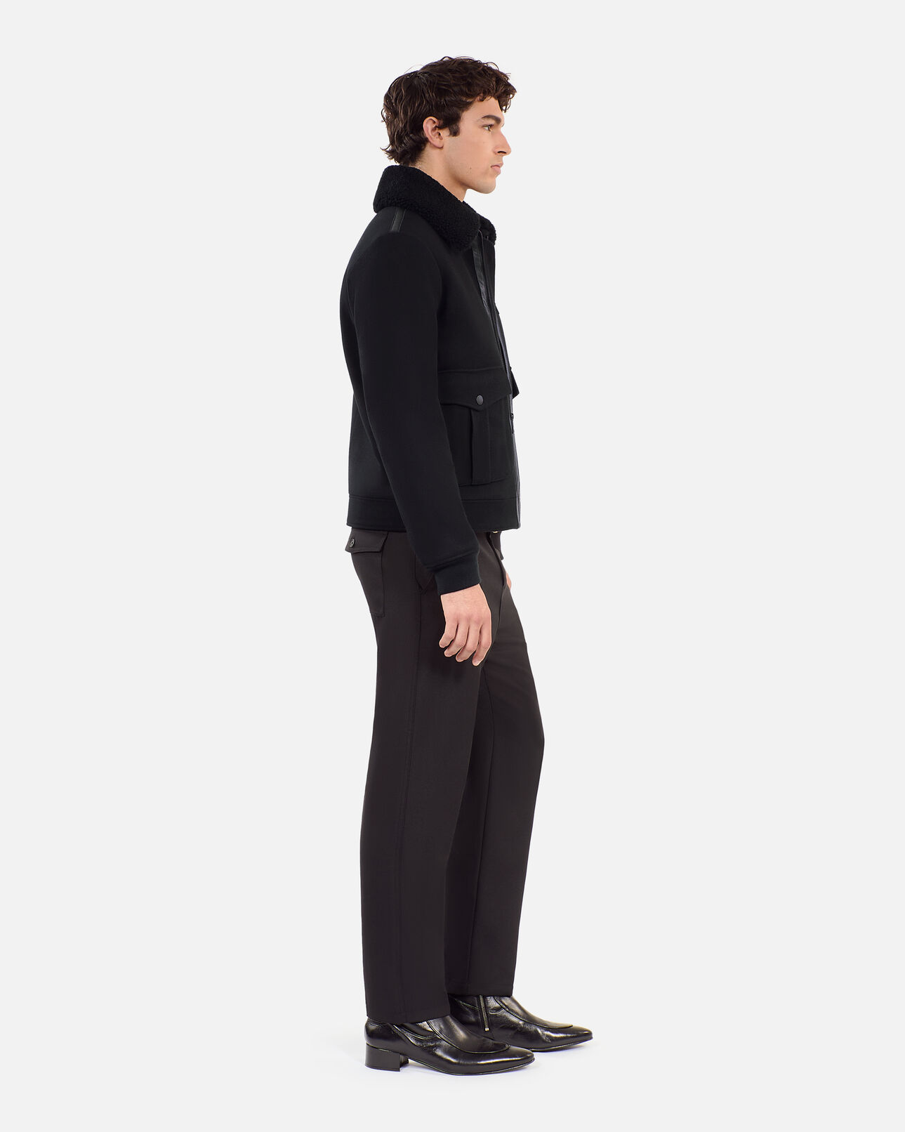 The Kooples HOMBRE BLACK chaqueta aviador mezcla lana negra