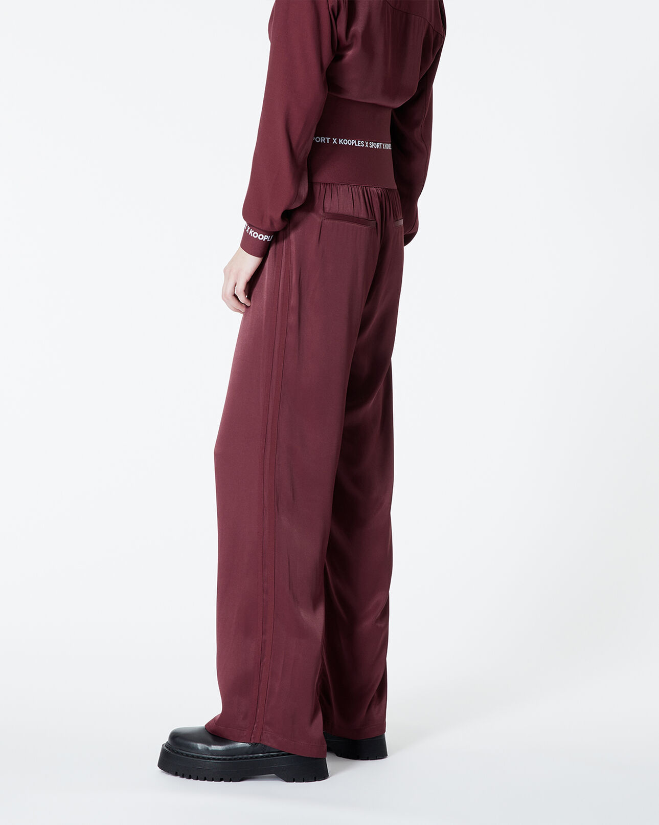 The Kooples WOMEN BURGUNDY burgundy pants in flowing fabric w/elastic