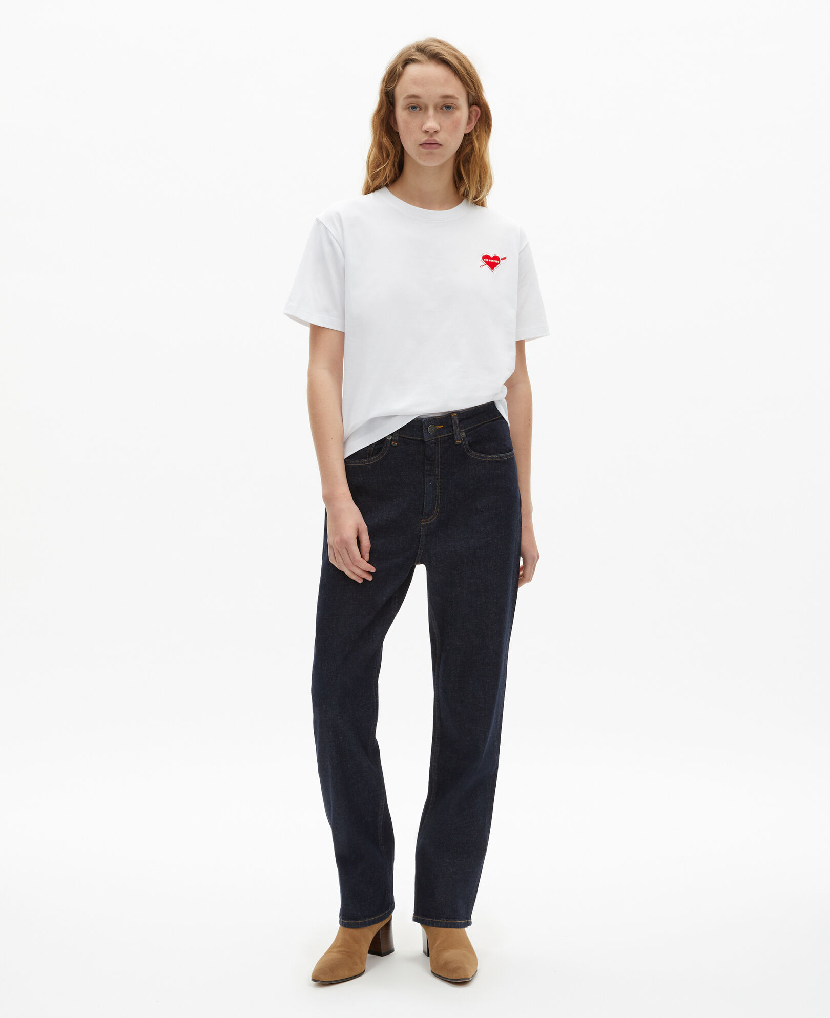 The Kooples WOMEN WHITE white t-shirt with heart flocking