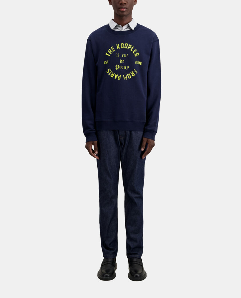 The Kooples MEN NAVY navy blue sweatshirt with 11 rue de prony serigraphy