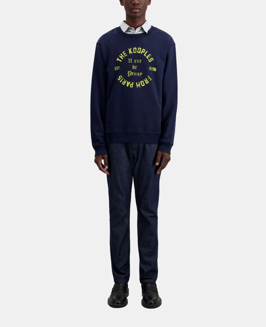 The Kooples MEN NAVY navy blue sweatshirt with 11 rue de prony serigraphy