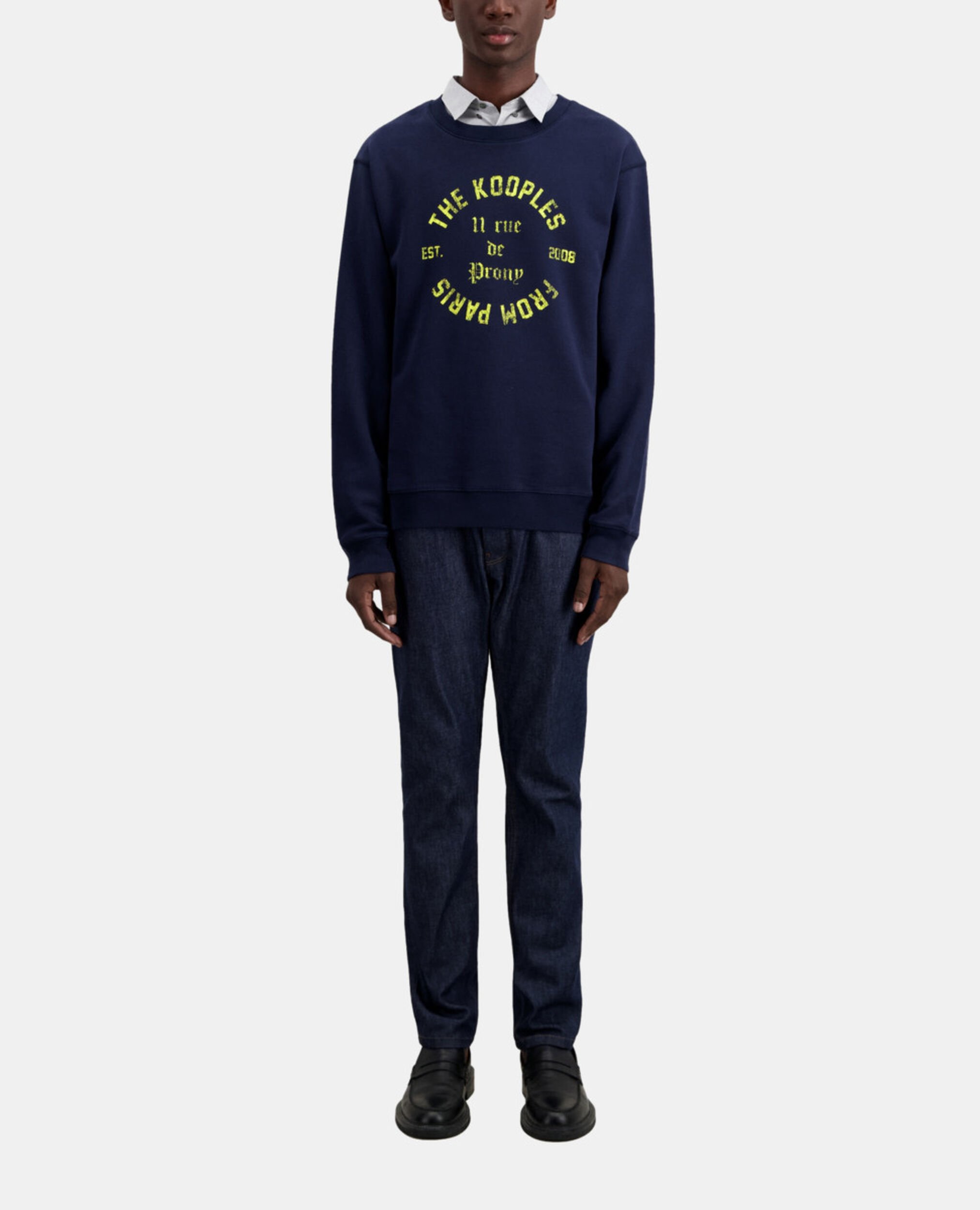 Navy blue sweatshirt with 11 Rue de Prony serigraphy, NAVY, hi-res image number null