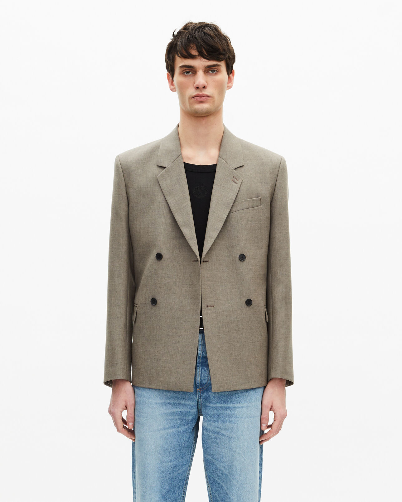 The Kooples HERREN BEIGE MELANGE beigefarbene anzugjacke aus wolle