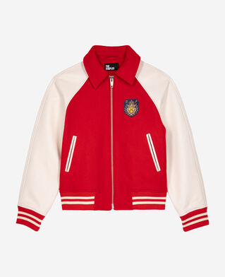 The Kooples WOMEN RED / WHITE red wool and leather jacket